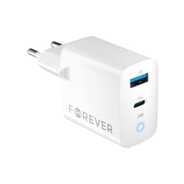 Forever TC-06-20AC PD QC 1x USB-C 1x USB 20W bela