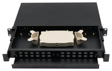 XtendLan 19" optična omarica, 24x SC simplex/24x LC duplex, 2*kaseta za 12 parov, izvlečna