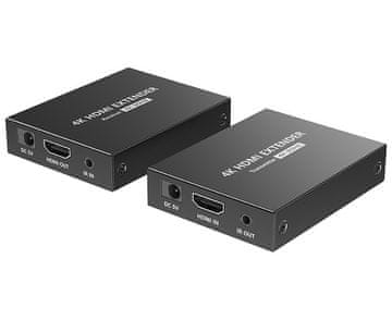 XtendLan CAT6 HDMI extender, oddajnik+sprejemnik, 40m 4k/2k/1080p po enem kablu CAT6, POC, IR prenos