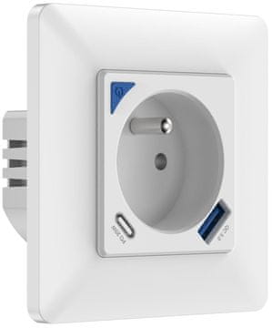 IMMAX NEO SMART pametna notranja vtičnica s čepom (tip E)/ 16A/ 1x USB/ 1x USB-C/ PD 20W/ Zigbee/ LIDL/ TUYA