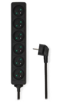 Podaljšek NEDIS/ kotni/ 6x vtičnica/ črna/ 1,5 m