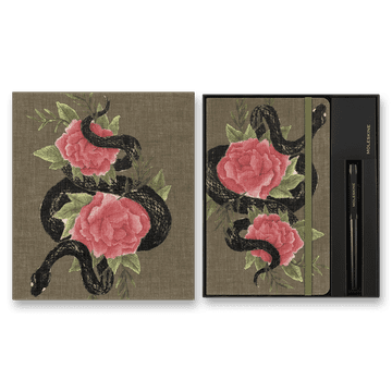 Moleskine Komplet Snake Roses - L, zvezek in pisalo