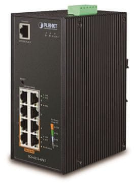 Planet IGS-4215-4P4T industrijsko stikalo L2, 8x1Gb, 4x PoE 802.3af 140W, 48-54VDC, -40~75°C, IP30