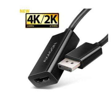 AXAGON adapter DP na HDMI / RVD-HI20N / 4K/60Hz / HDCP 2.2 / 0,15 m / črna