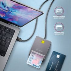 AXAGON Kontaktni čitalnik pametnih kartic USB-C (eCitizen) / Pametna kartica / CRE-SM3TC / USB type-C / 1,2 m