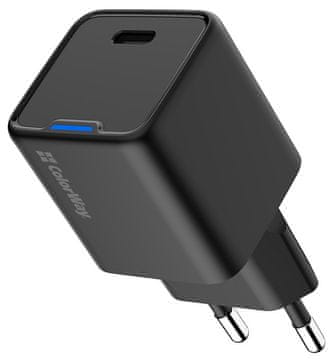 COLORWAY 1x USB-C/ omrežni polnilnik/ GaN/ PD/ PPS/ 25W/ Črna