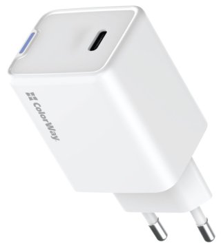 COLORWAY 1x USB-C/ omrežni polnilnik/ GaN/ PD/ PPS/ 45W/ Bela