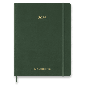 Moleskine Essential 2026 - mehka platnica, XXL, tedenska, navpična, temno zelena