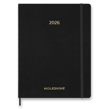 Moleskine Essential 2026 - mehke platnice, XXL, tedenski, navpični, črn
