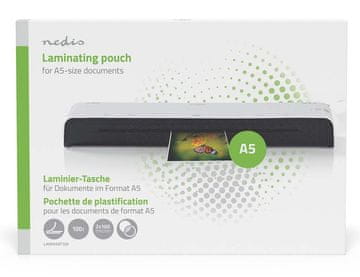 Laminirna folija NEDIS/ format A5/ 100 mic/ velikost 216 x 154 mm/ prozorna/ 100 pakiranj