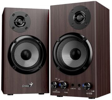 Genius Zvočniki SP-HF520BT Temno rjava/ 2.0/ Bluetooth 5.3/ 20W/ lesena/ temno rjava