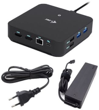 i-tec USB-C DP Dual HDMI Docking Station, Power Delivery 100W + univerzalni polnilec 100W