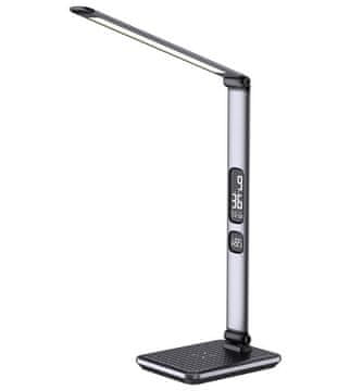 IMMAX LED namizna svetilka HERON NEW/ polnjenje Qi/ 8,5W/ DC 12V/2A/ zatemnitev/ zložljiva roka/ srebrna