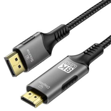 PremiumCord Kabel DP 1.4 do HDMI 2.1, 2 m