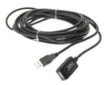 Kabel USB 2.0 A-A M/F 5m podaljševalni z aktivnim ojačevalcem, črn