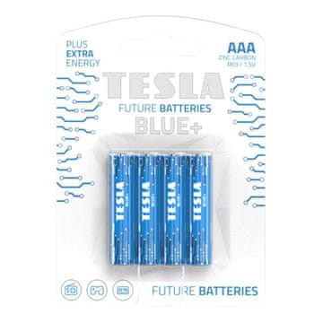 TESLA BLUE+ Cink Ogljikove baterije AAA (R03, mikrotuba, blister) 4 kosi