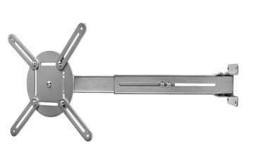 Nedis stenski nosilec za projektor/ polno gibanje/ nosilnost 10 kg/ vrtenje za 360°/ 4 roke/ jeklo/ siva