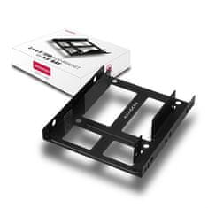 AXAGON RHD-225, kovinski okvir za 2x 2,5" HDD/SSD v 3,5" položaju, namestitev na ventilator