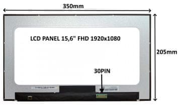 Sil LCD PANEL 15,6"" FHD 1920x1080 30PIN MATTE IPS brez držal