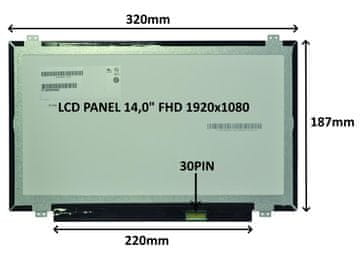 Sil LCD PANEL 14,0" FHD 1920x1080 30PIN MATTE IPS / Zgornja in spodnja ureditev