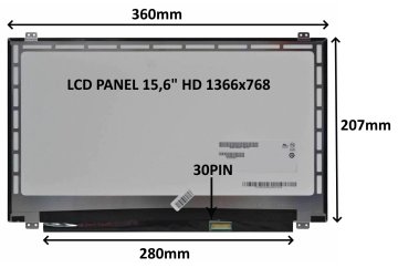 Sil LCD PANEL 15,6" HD 1366x768 30PIN MATTE / Zgornji in spodnji kot