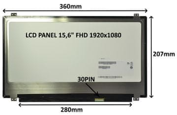 Sil LCD PANEL 15,6" FHD 1920x1080 30PIN MATTE / Zgornji in spodnji kot
