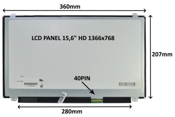 Sil LCD PANEL 15,6" HD 1366x768 40PIN MATTE / Zgornja in spodnja ureditev
