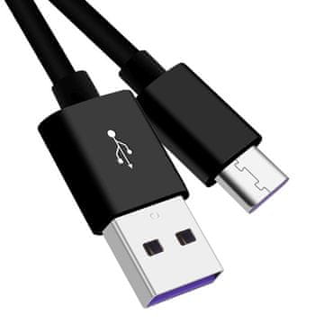 Kabel USB 3.1 C/M - USB 2.0 A/M, izjemno hitro polnjenje 5A, črn, 2 m
