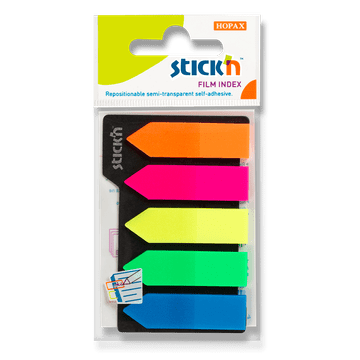 Stick'n Clearnote nalepke - puščice, 45 x 12 mm, 5 × 25 listov