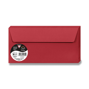 Clairefontaine Barvna ovojnica, DL, samolepilna, 20 kosov - rdeča