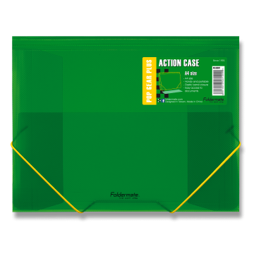 Mapa FolderMate Pop Gear Plus s tremi zavihki in gumo, A4 - zelena