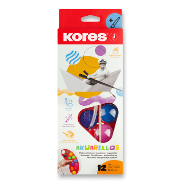 Kores Vodne barve Akuarellos - 12 barv, premer 30 mm