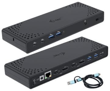 I-TEC USB 3.0 USB-C Thunderbolt z dvema zaslonoma, priklopna postaja, PD 100 W