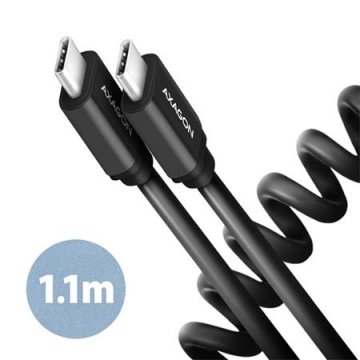 AXAGON BUCM-CM20TB, kabel TWISTER USB-C <-> USB-C, 1,1 m, USB 2.0, PD 60W 3A, ALU, tpe, črn