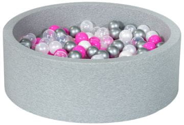 slomart Suhi bazen s žogicami 300 kosov (barve žogic: biserna, prozorna, roza, srebrna)