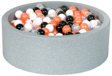 slomart Suhi bazen z žogicami 450 kosov (barve žogic: črna, bela, prozorna, oranžna)