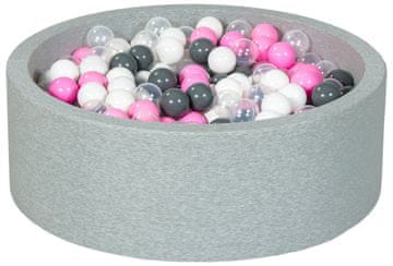slomart Suhi bazen z žogicami 450 kosov (barve: bela, prozorna, pudrasto roza, siva)