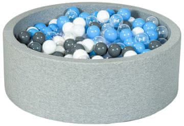 slomart Suhi bazen z žogicami 450 kos (barve žogic: bela, prozorna, siva, svetlo modra)
