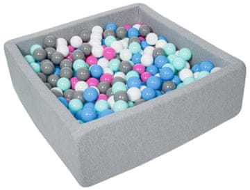 slomart Suhi bazen z žogicami, 450 kos, približno 90×90 cm (barve: bela, modra, roza, siva, turkizna)
