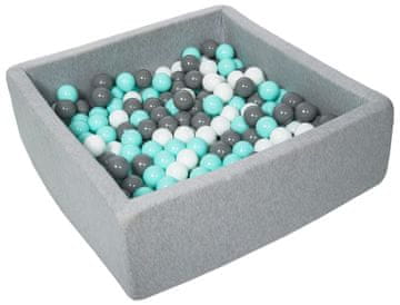 slomart Suhi bazen z žogicami 200 kos, približno 90×90 cm (barve žogic: bela, siva, turkizna)