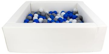 slomart Kvadratni bazen iz ekokože s 200 žogicami, 5 elementov (Barva bazena/žogic: bela/bela, modra, siva)