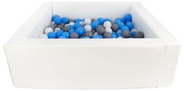 slomart Kvadratni bazen iz ekokože s 200 žogicami, 5 elementov (Barva bazena/žogic: bela/bela, svetlo modra, siva)