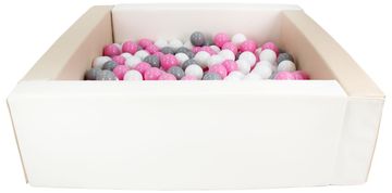 slomart Kvadratni bazen iz ekokože s 200 žogicami, 5 elementov (Barva bazena / žogic: bela, cappuccino/bela, pudrasta roza, siva)