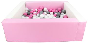 slomart Kvadratni bazen iz ekokože s 200 žogicami, 5 elementov (Barva bazena / žogic: bela, roza (pastel)/bela, prašna roza, siva)