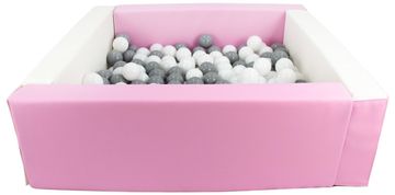 slomart Kvadratni bazen iz ekokože s 200 žogicami, 5 elementov (Barva bazena / žogic: bela, roza (pastel)/bela, siva)