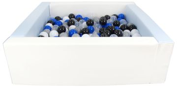 slomart Kvadratni bazen iz ekokože s 200 žogicami, 5 elementov (Barva bazena / žogic: bela, modra (pastel)/črna, bela, prozorna, modra, siva)