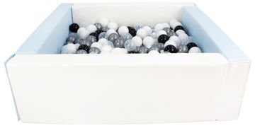 slomart Kvadratni bazen iz ekokože s 200 žogicami, 5 elementov (Barva bazena / žogic: bela, modra (pastel)/črna, bela, prozorna, srebrna)