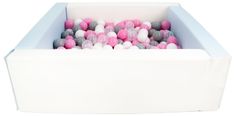 slomart Kvadratni bazen iz ekokože s 200 žogicami, 5 elementov (Barva bazena / žogic: bela, svetlo modra/bela, prozorna, pudrasto roza, siva)
