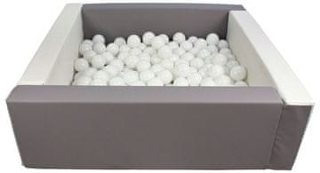 slomart Kvadratni bazen iz ekokože s 200 žogicami, 5 elementov (Barva bazena / žogic: bela, siva/bela)