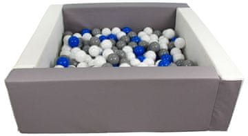 slomart Kvadratni bazen iz ekokože s 200 žogicami, 5 elementov (Barva bazena / žogic: bela, siva/bela, modra, siva)